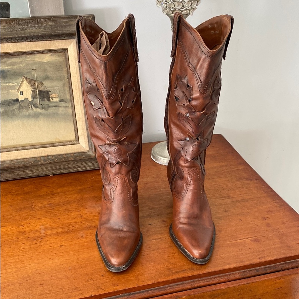 Carlos by Carlos Santana Brown Leather Heeled Boots